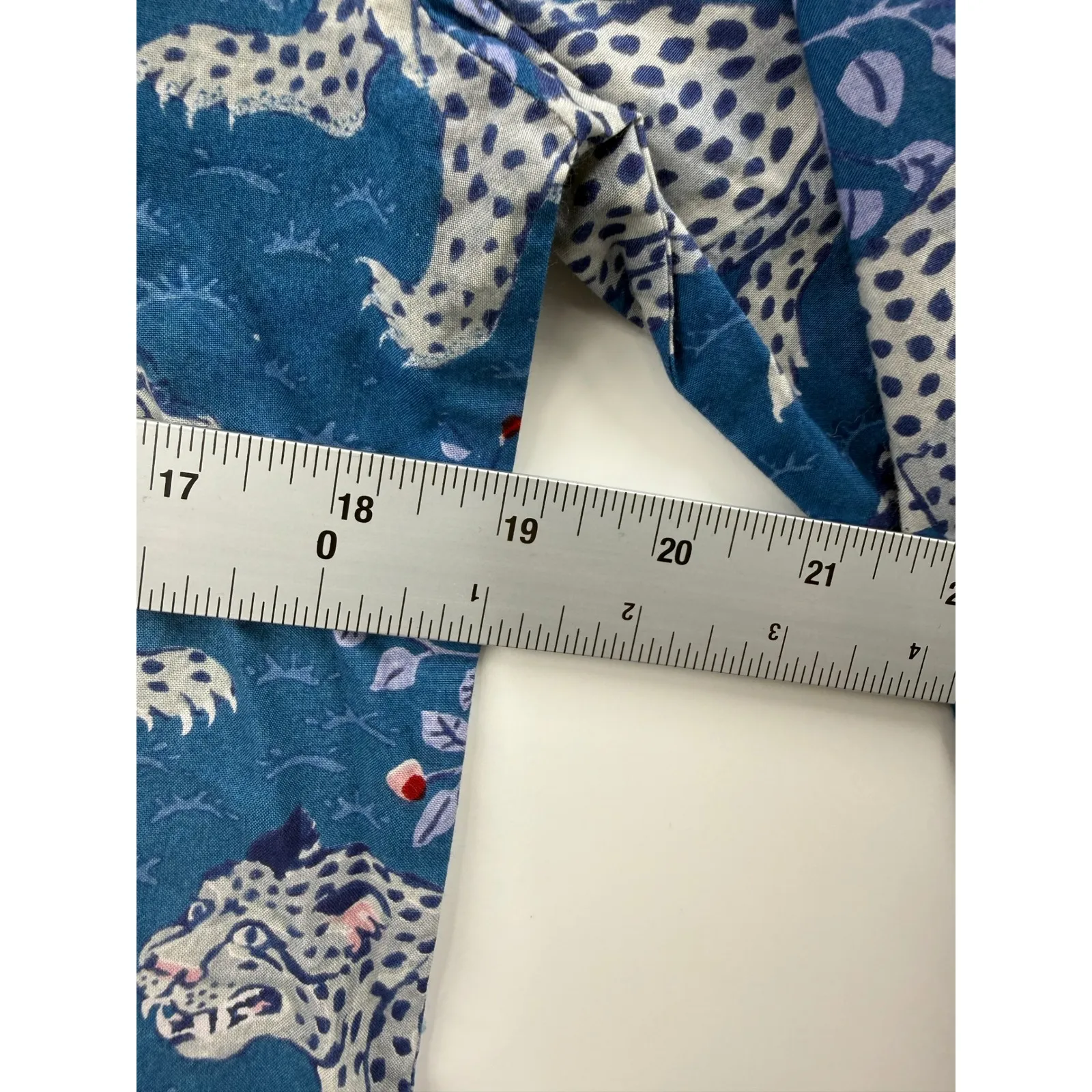 Printfresh XXS Blue Leopard Floral Print Pajama Top Button Up 100 Cotton - Image 7