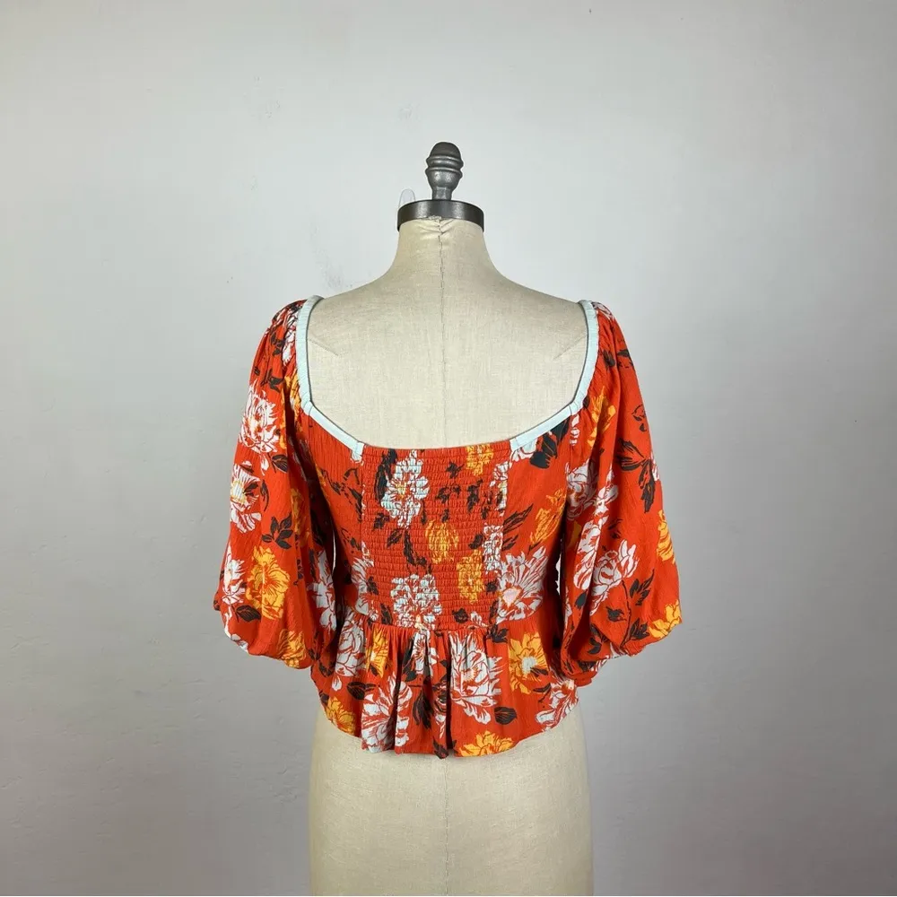 Free People Mirabella Floral Wrap Front Blouse - Image 7