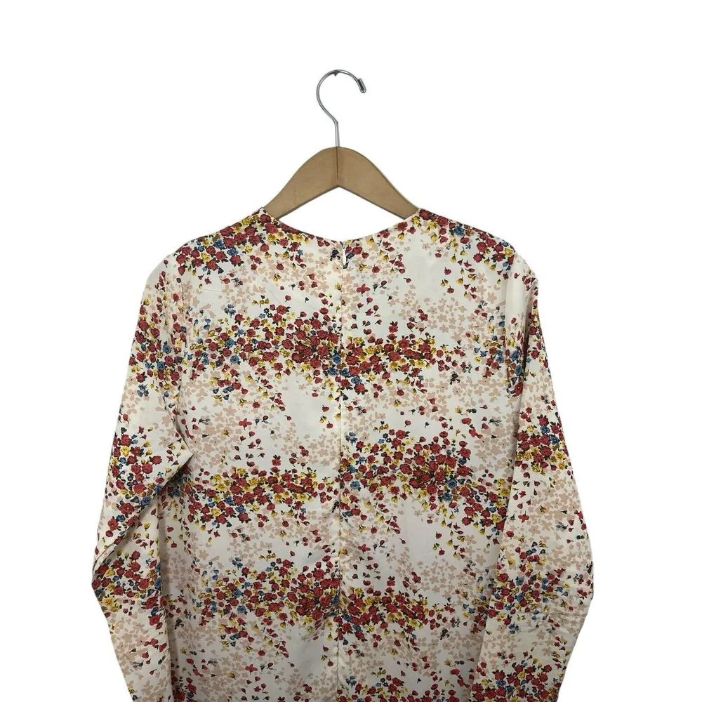 MDRN Balfour Pleated Floral Dress Long Sleeve Drop Waist Tea Length Roses Small - Image 7