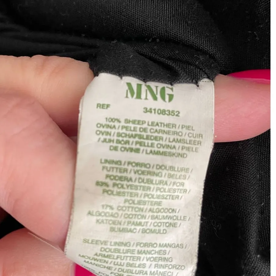 Mango MNG Moto Leather Biker Jacket in Black XSmall Small - Image 6