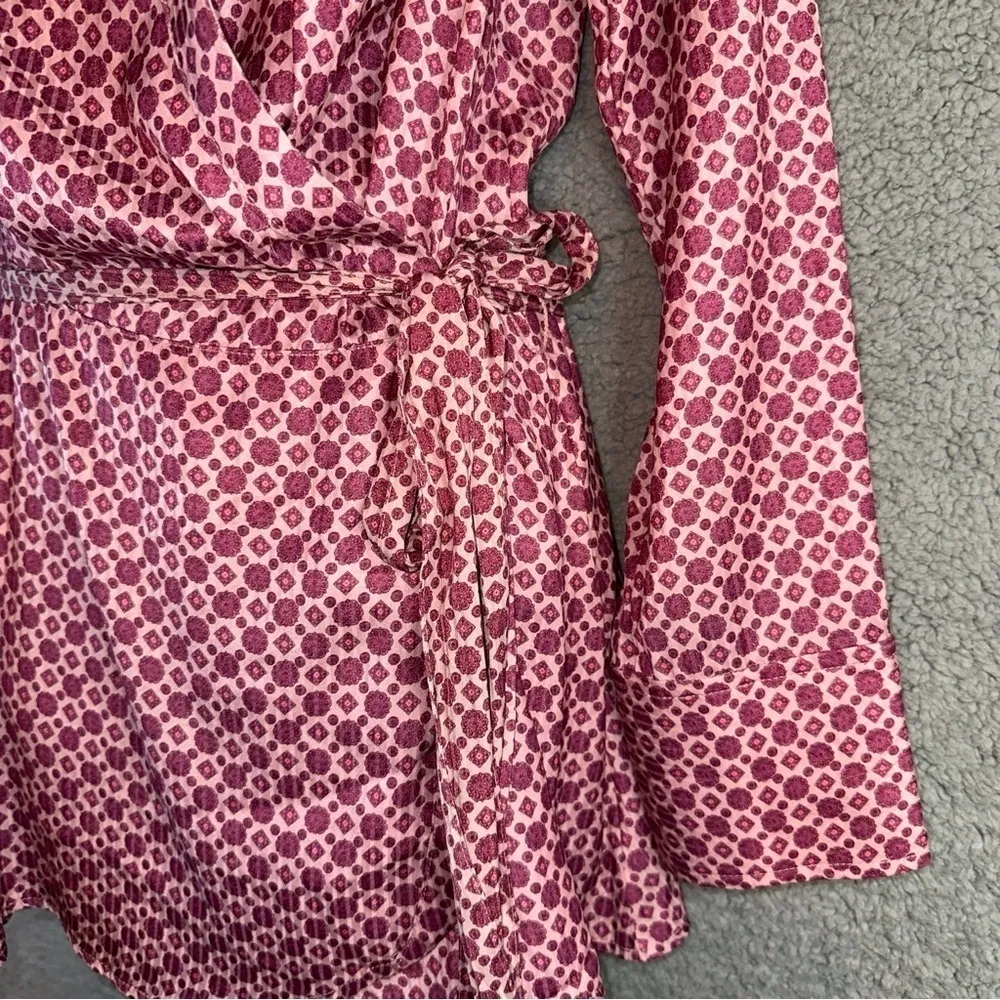 Free People Shirt Women's XS Pink Purple Arlo Wrap Garden Combo Tunic Blouse NWT - Image 13