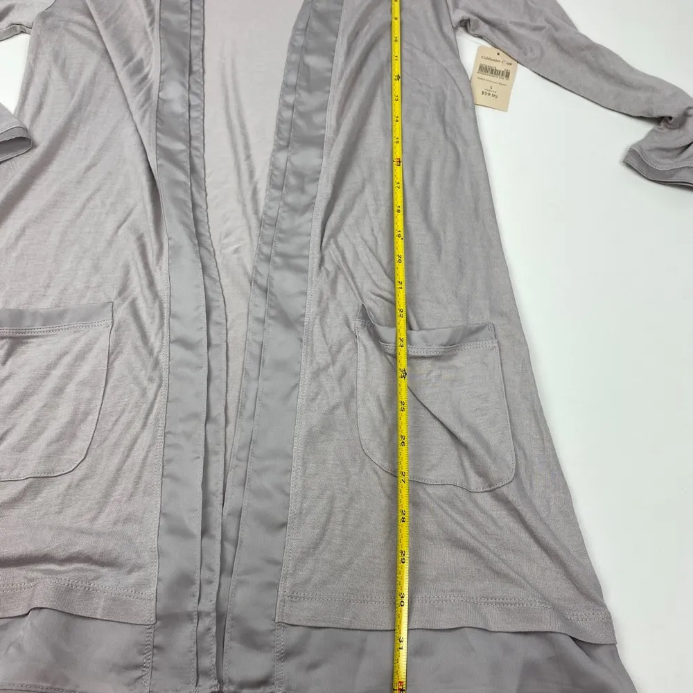 Coldwater Creek Satin Trimmed Cardigan Gray Size S NWT - Image 6