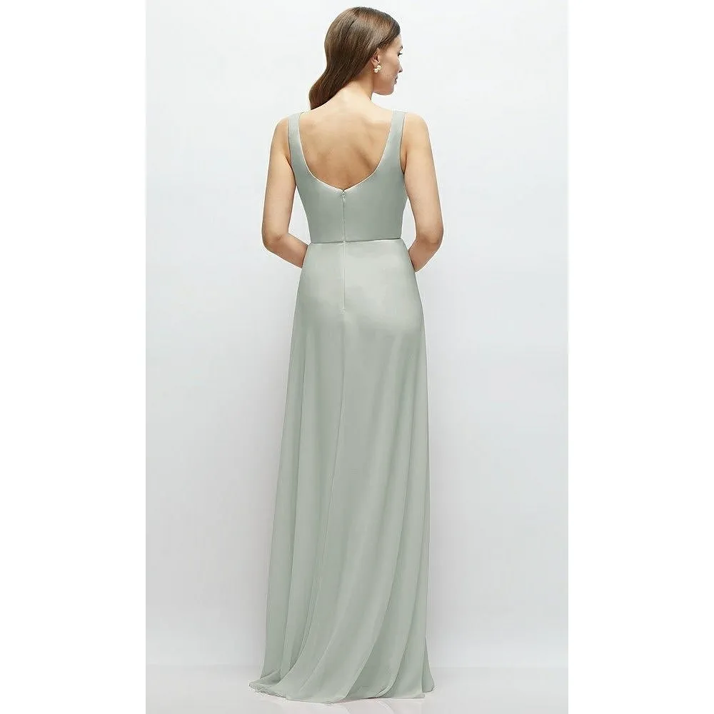 Thread Square Neck Chiffon Maxi Dress With Circle Skirt Size 8 Green - Image 12