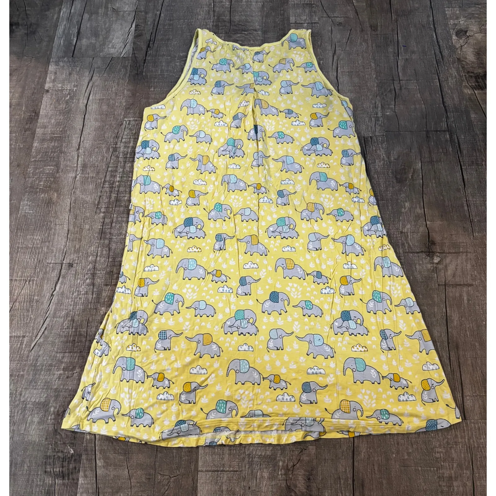 littlesleepies Womens Yellow Elephant Pajama Nightgown Sleep Dress Large - Image 3