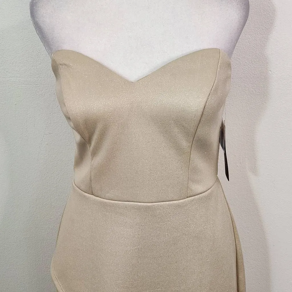 City Studio Champagne Strapless Cocktail Dress NWT Size 9 Sexy Gold Dress Size M - Image 2