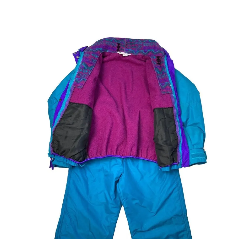 Vintage 80's Columbia Sportswear Co Interchange Ski Snow Suit Womens Large Teal - Image 3
