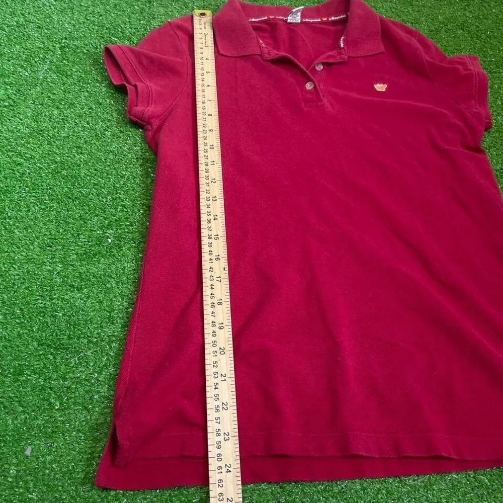 Vintage Y2K Aeropostale Women Red Polo Top Medium Short Sleeve‎ Preppy Tennis - Image 5