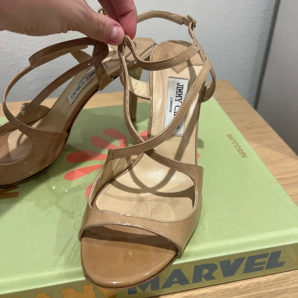 Jimmy Choo Paxton Nude Patent Leather Heel - Image 11