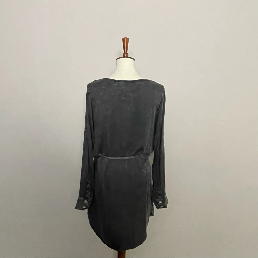 Chaser Shirtdress Tunic Heirloom Henley Belted Roll Tab Sleeves Distressed Grey - Image 8