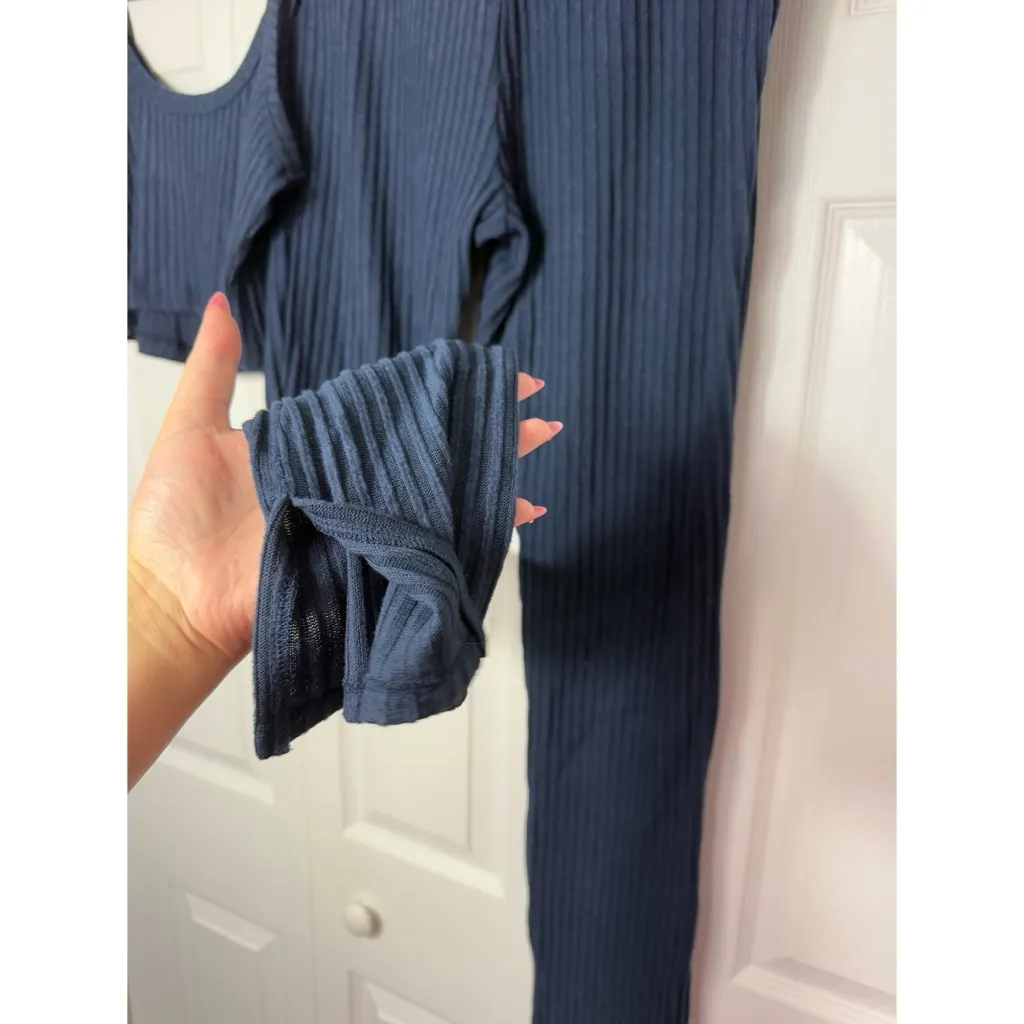 Honeydew Ink Navy Blue Ribbed Knit Cami Tank & Pants Lounge PJ Set Size XL Green - Image 5