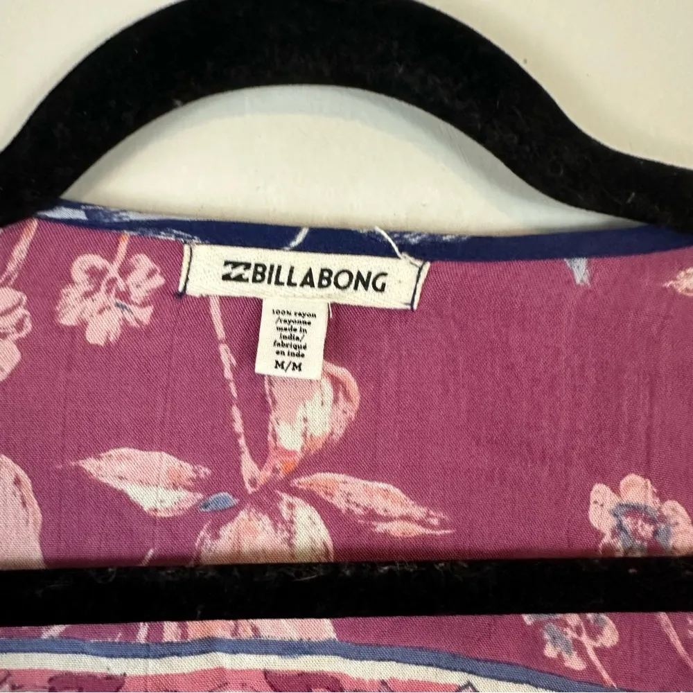 Billabong | Blue and Purple Long Sleeve Dress Lace Up Neck Size Medium - Image 3