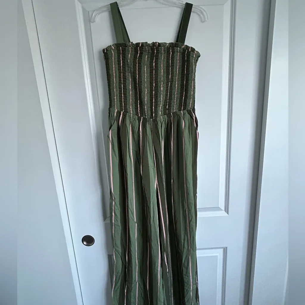 Torrid A-line Maxi Jumpsuit Daytona Stripe Olivine - Image 2