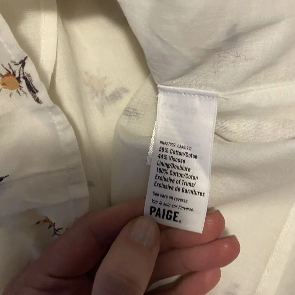 Paige Surrano Floral‎ Dress XS Smocked Waist Longsleeved Cotton - Image 4