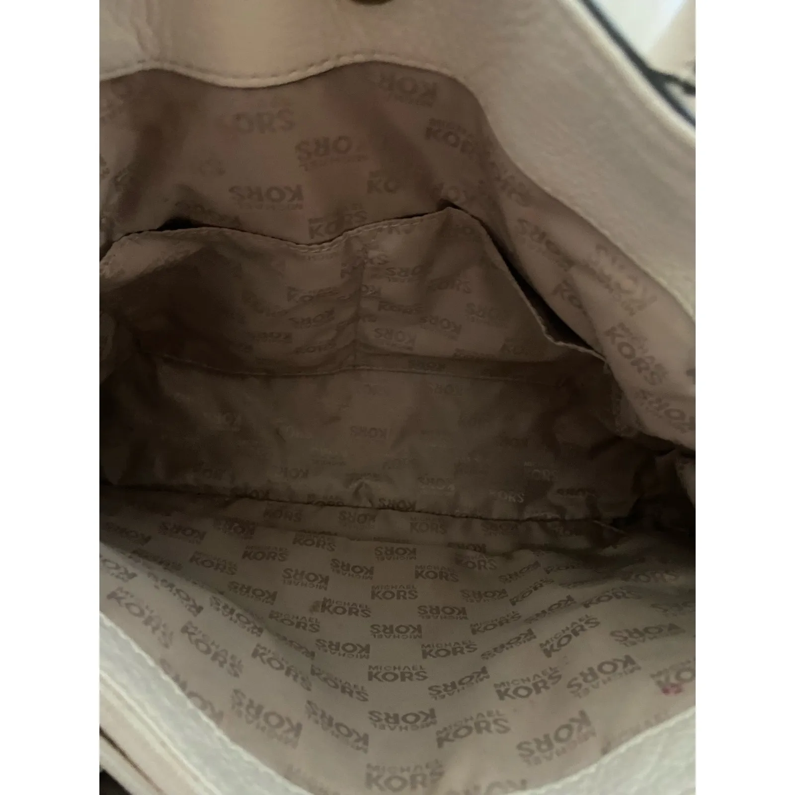 MICHAEL‎ Kors MK Cream Hamilton Leather Womens Purse Bag Tote Shoulder Bag - Image 12