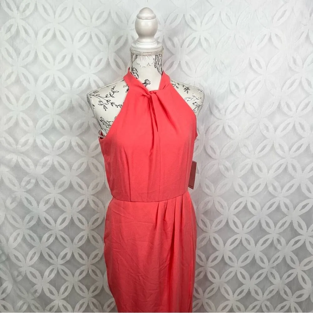 JULIA JORDAN Knot-Neck Tulip-Hem Cocktail‎ Chic Midi Dress Size 12 NWT - Image 3