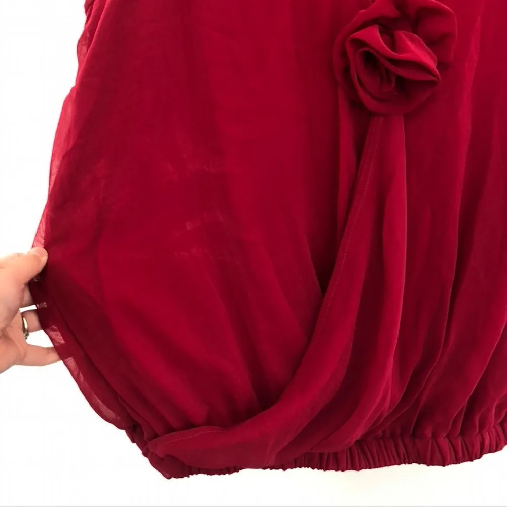 NEW NWT OLD TAG TORRID 1 Plus Size Surplice Chiffon Blouse Raspberry Pink Red 1X - Image 10