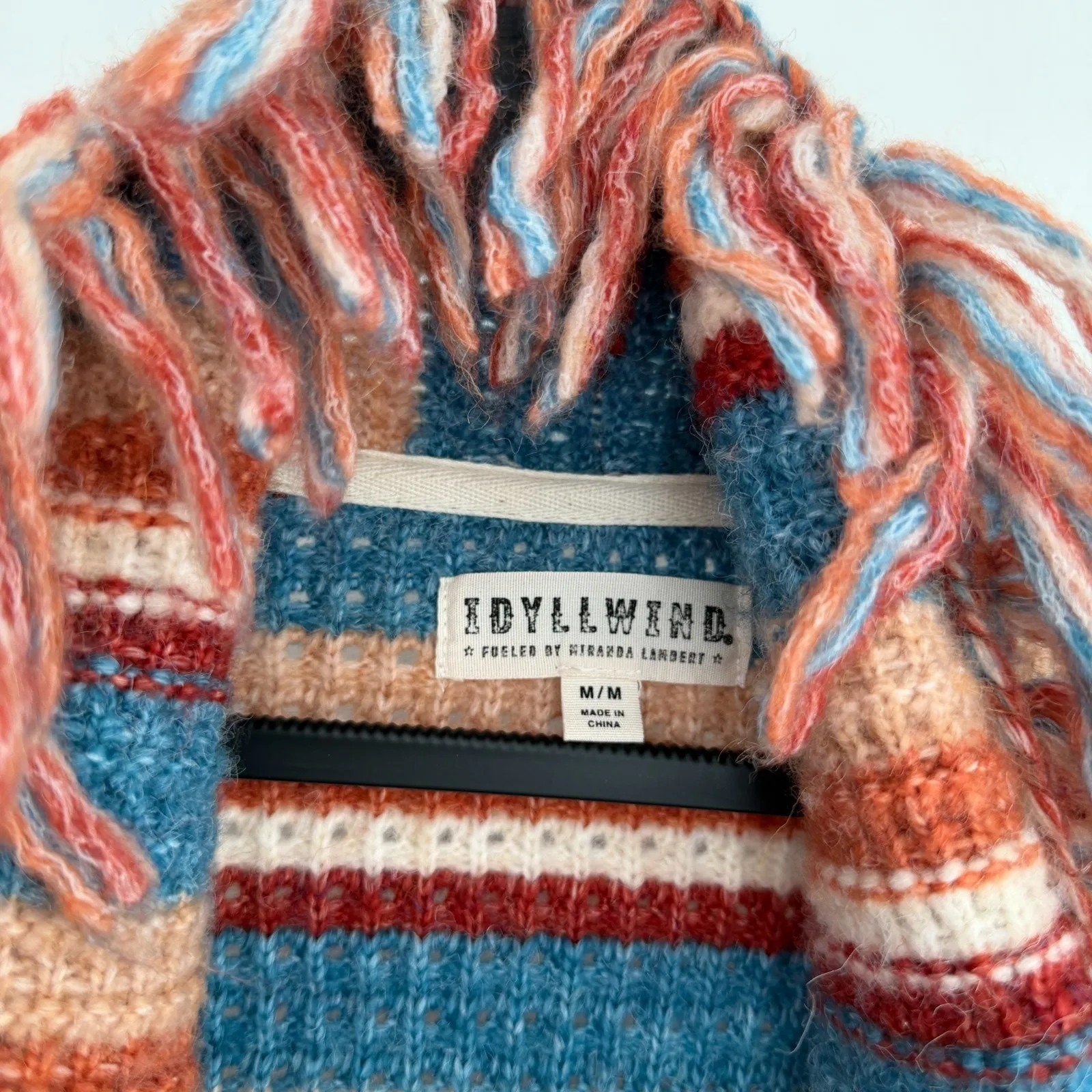 Idyllwind Cardigan Sweater Womens Belted Wrap Tie Colorful Fringe Western Boho Size M - Image 6