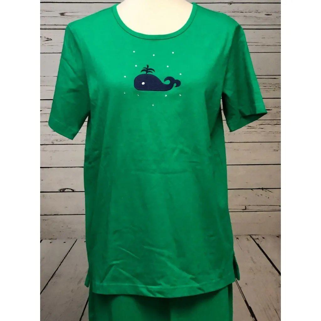 NWT Quacker Factory Maxi Skirt Set‎ w Shirt size Small Whale Rhinestones Green - Image 8