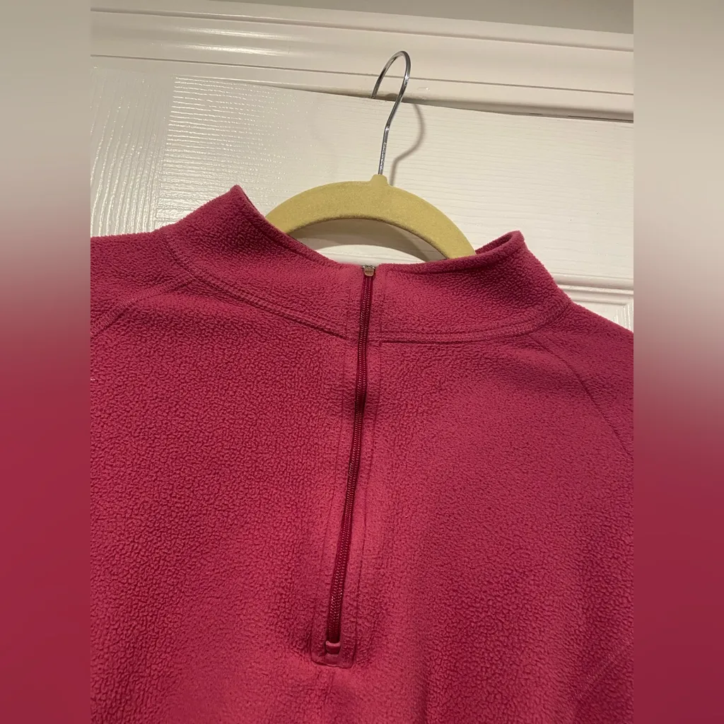 L.L. Bean Size XL Pink Mock Neck Floral Print Quarter Zip Fleece Top Zip Pocket - Image 5