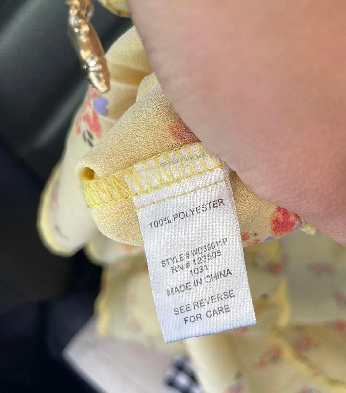 Bohemian yellow floral lace up back mini dress sz s - Image 4