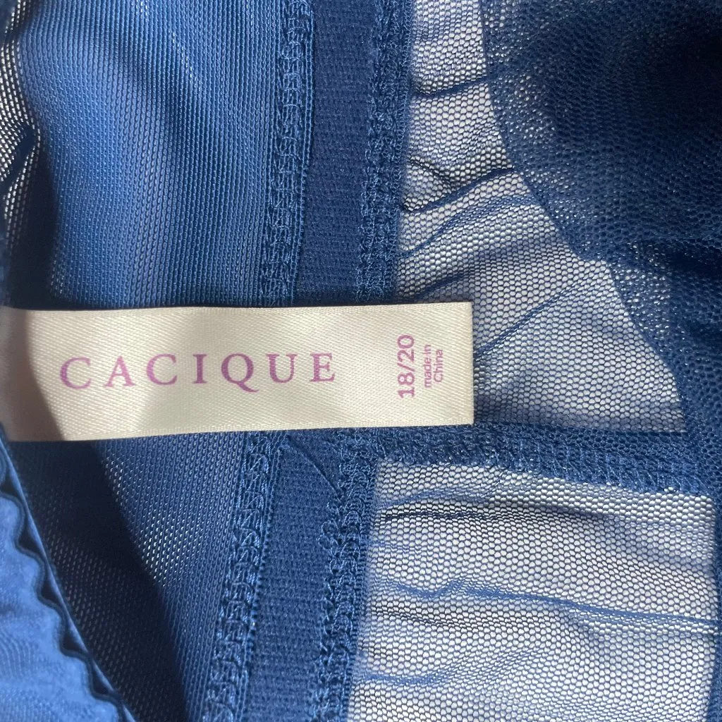 Blue Lacey Sleeveless Babydoll Chemise Lined Halter Plus 18/20 Sexy - Image 8