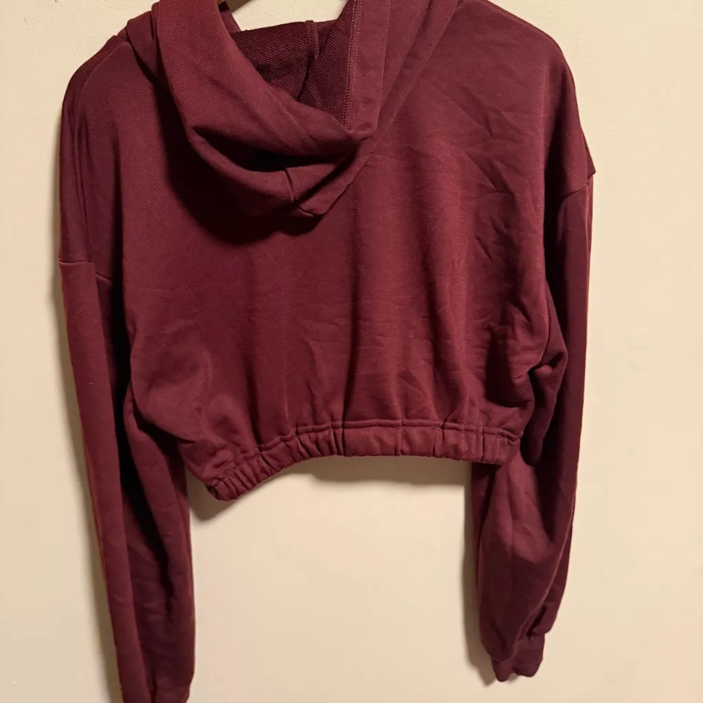 For Love & Lemons Ellie Sweatshirt Burgundy Cropped Ballon Sleeve- Size Small - Image 10