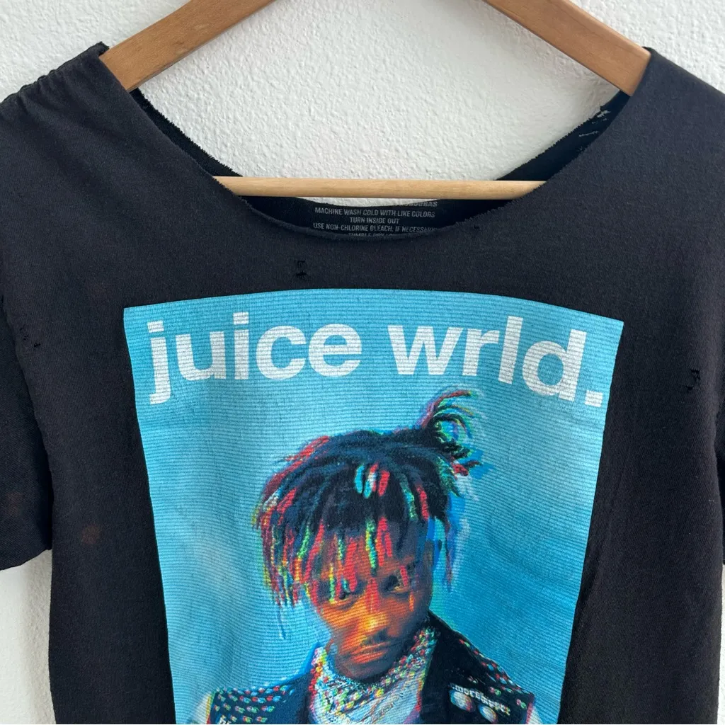 Black Juice WRLD Off The Shoulder Destroyed Tee Size M - Image 2