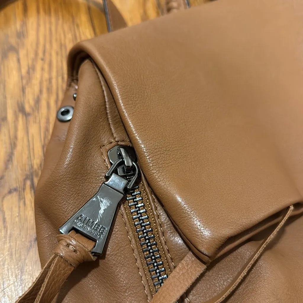 Aimee Kestenberg Bali Backpack pebbled genuine leather cognac brown - Image 5