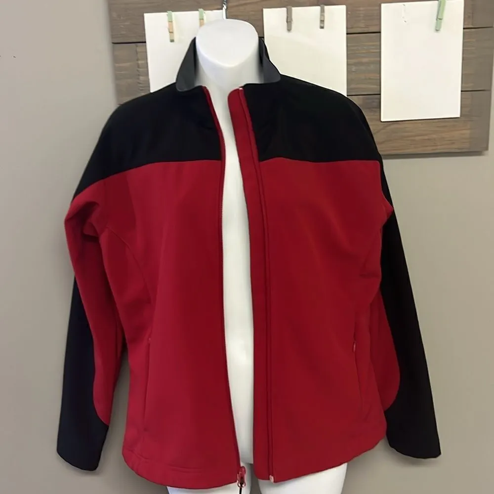 Land’s End Women’s Black Red Gray Zip-up Jacket w/ Mock Neck Pockets-Small (6-8) - Image 6