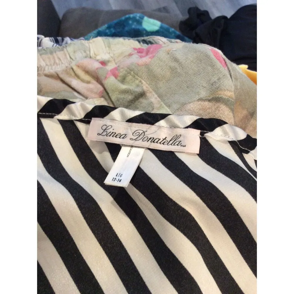 Linea Donatella Large 12-14 Striped Camisole Black White Lace Pink Bows - Image 4