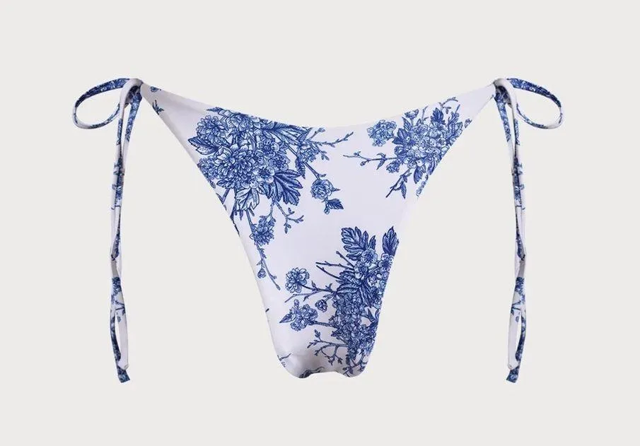 Berlook Blue Floral Tie High Cut Leg Bikini Bottom ONLY 27 - Image 6