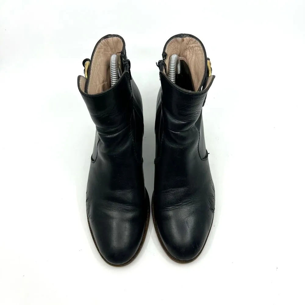 A.P.C. Black Leather Ankle Boots Women's 6 US - Image 5