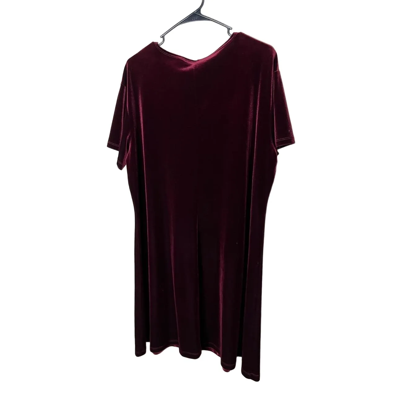 Impressions Workshop Burgundy Velvet Lace Collar Short‎ Sleeve Vintage Dress L Red Size L - Image 6