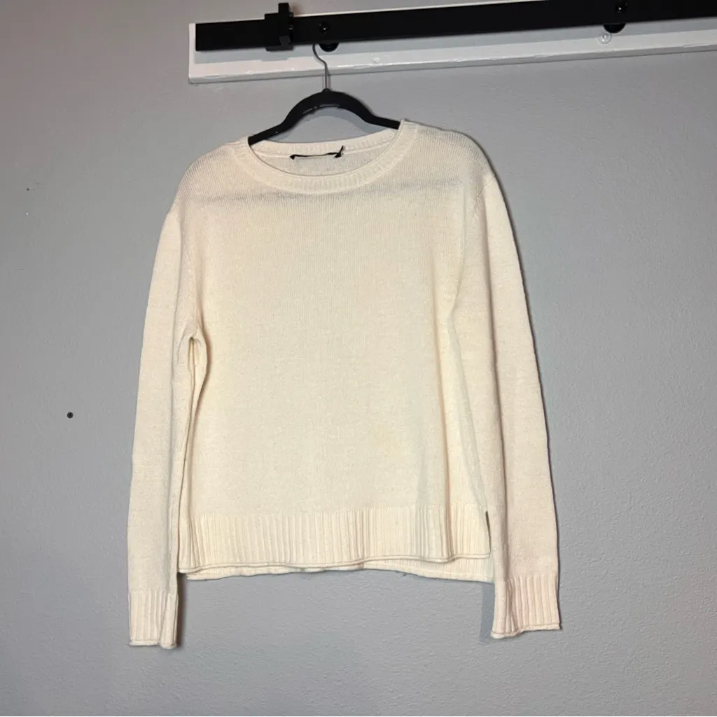 Jenni Kayne Everyday Sweater Ivory Cream Crewneck Size Small Wool Cashmere Small - Image 5