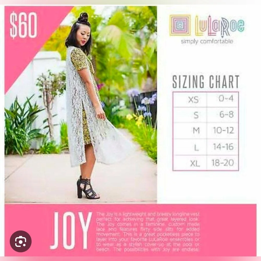 Lularoe women's medium Joy Long Vest Floral, NWT - Image 3