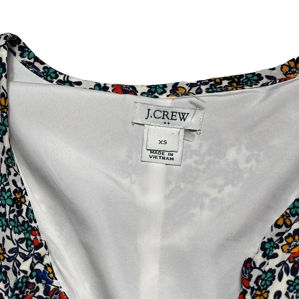 J. Crew Micro Floral V Neck Long Sleeve Mini Dress XS - Image 5