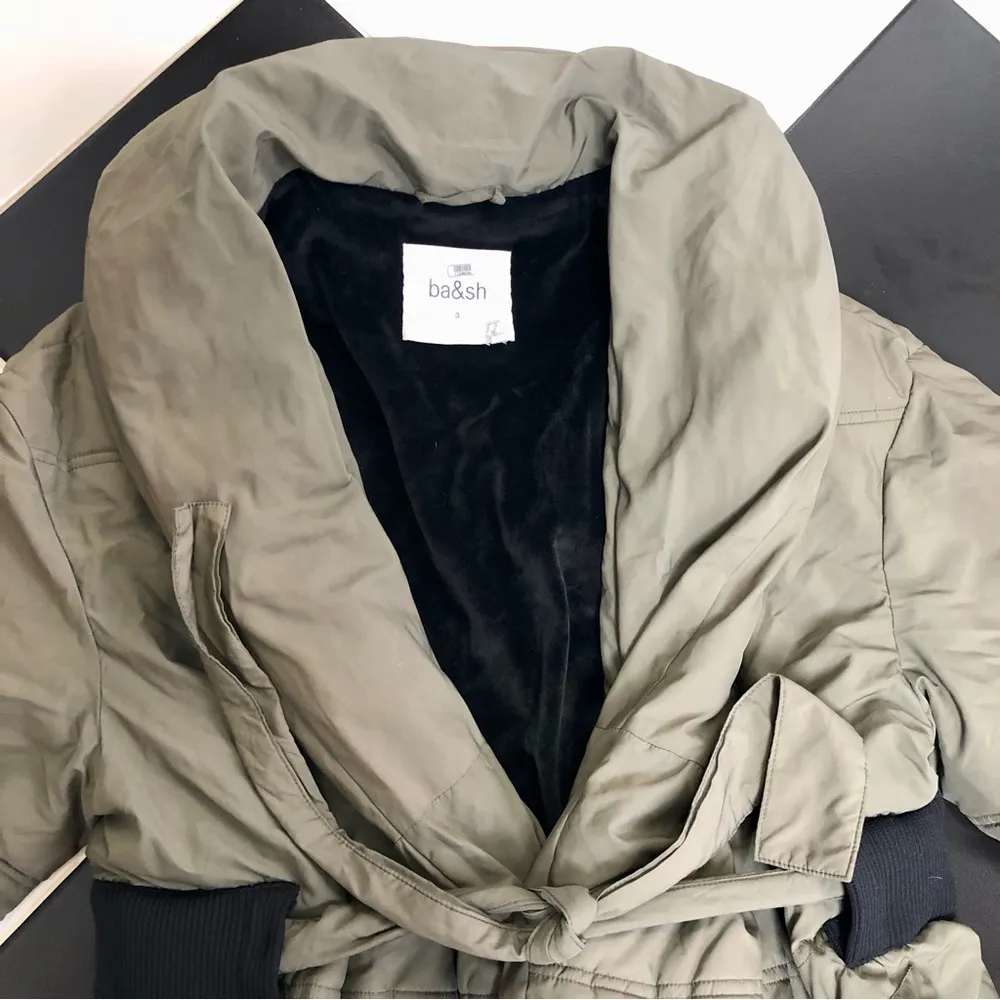 Dayma Down Puffy Coat Olive Green Belted Puffer Jacket Warm Comfy Sz 3 L - Image 12