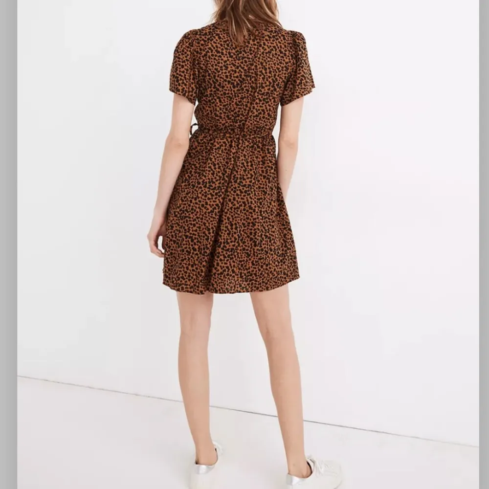 Flutter-Sleeve Wrap Mini Dress in Painted Leopard - Image 3