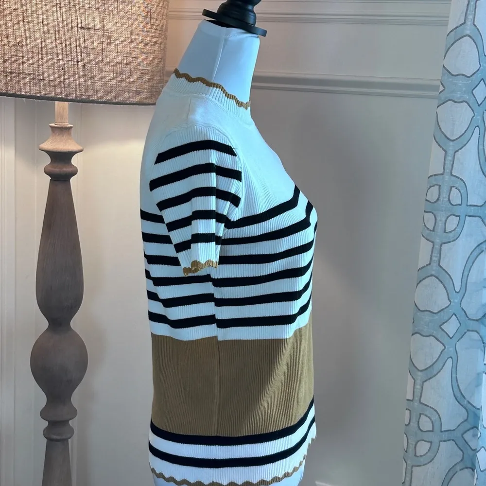 Jon & Anna NWOT mock neck scalloped short sleeve blouse - Image 3