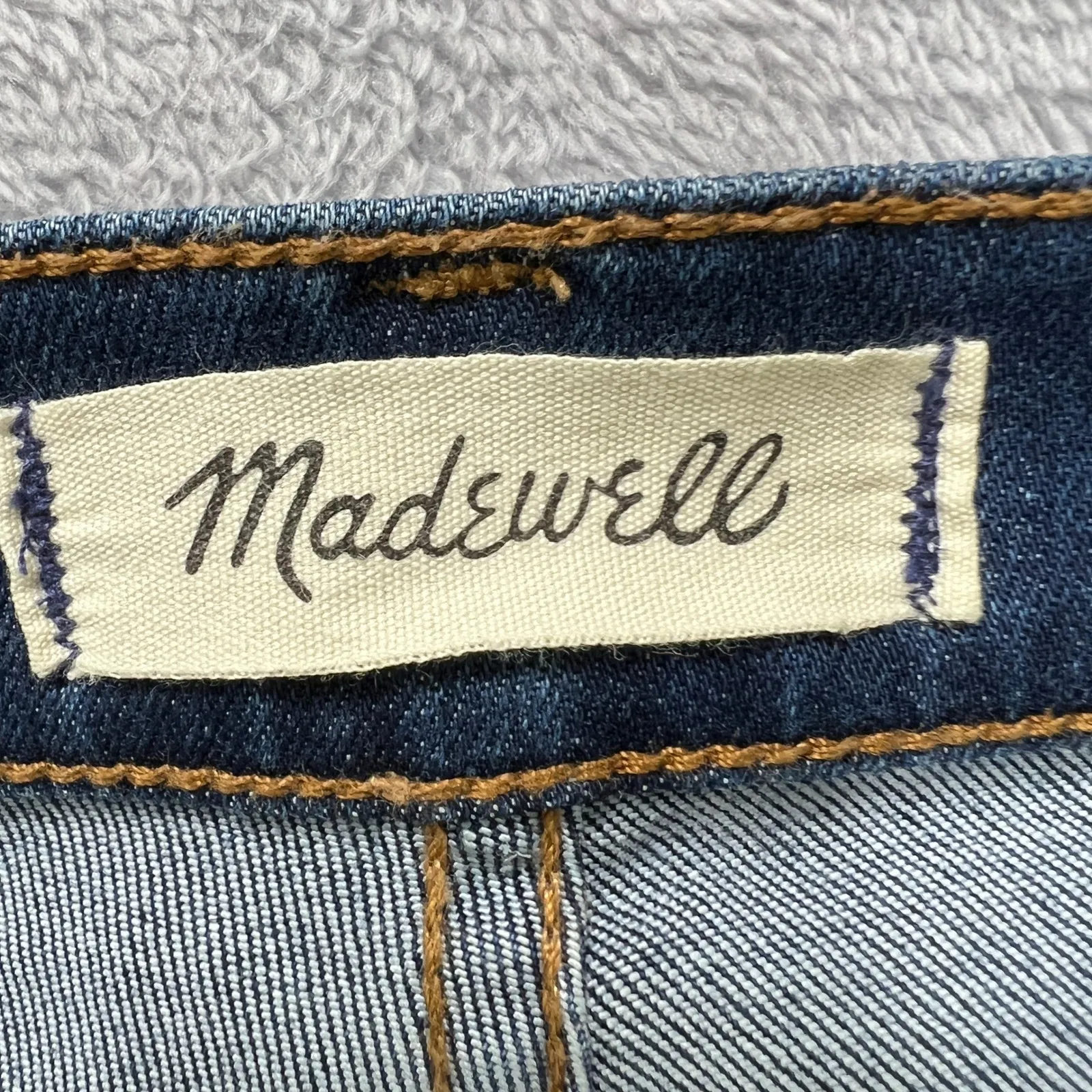 Madewell  Cali Demi Boot Jeans‎ Size 27 Blue Mid Rise Raw Hem Stretch Denim - Image 4