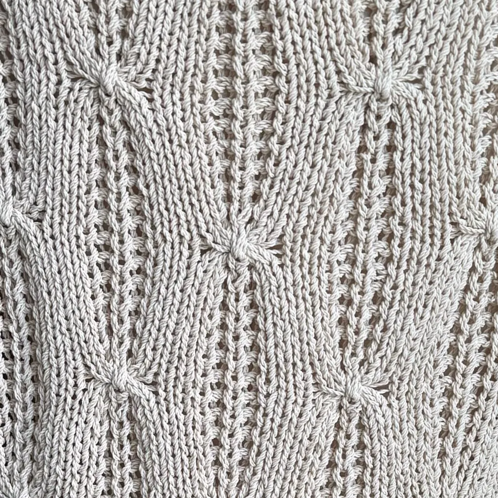 Vintage Calvin Klein Cotton Nylon‎ Knit Sweater Beige cream Short Sleeve large - Image 6