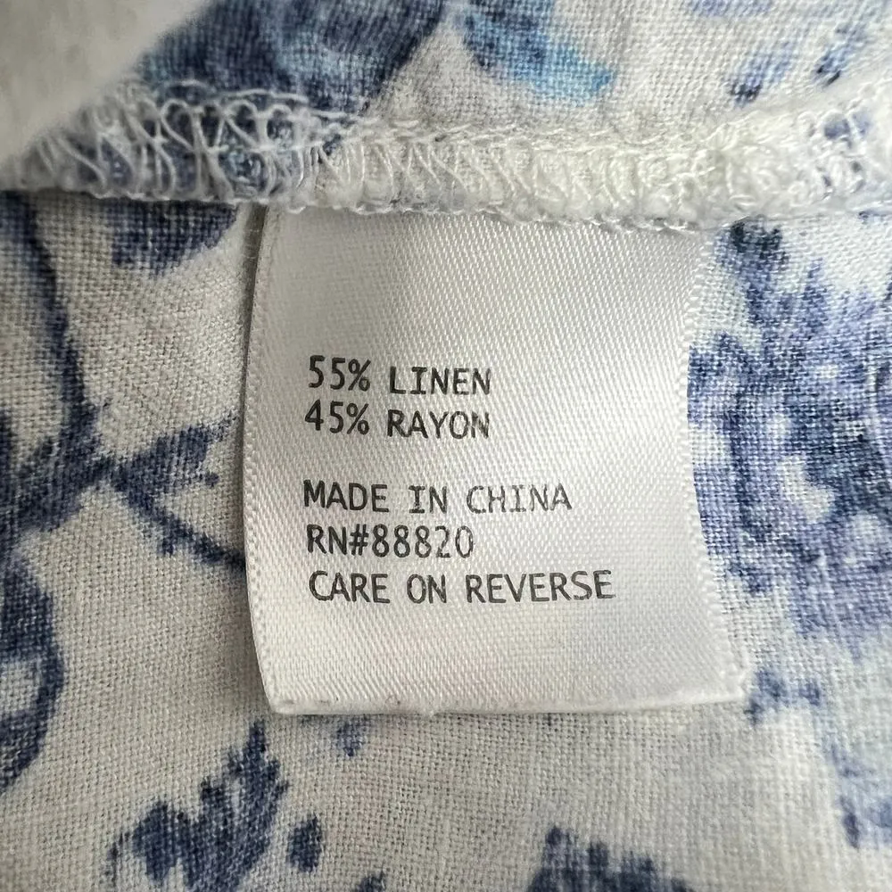Anne Carson Linen Blend Floral Cottagecore Garden Coastal Women's Top Size Large - Image 10