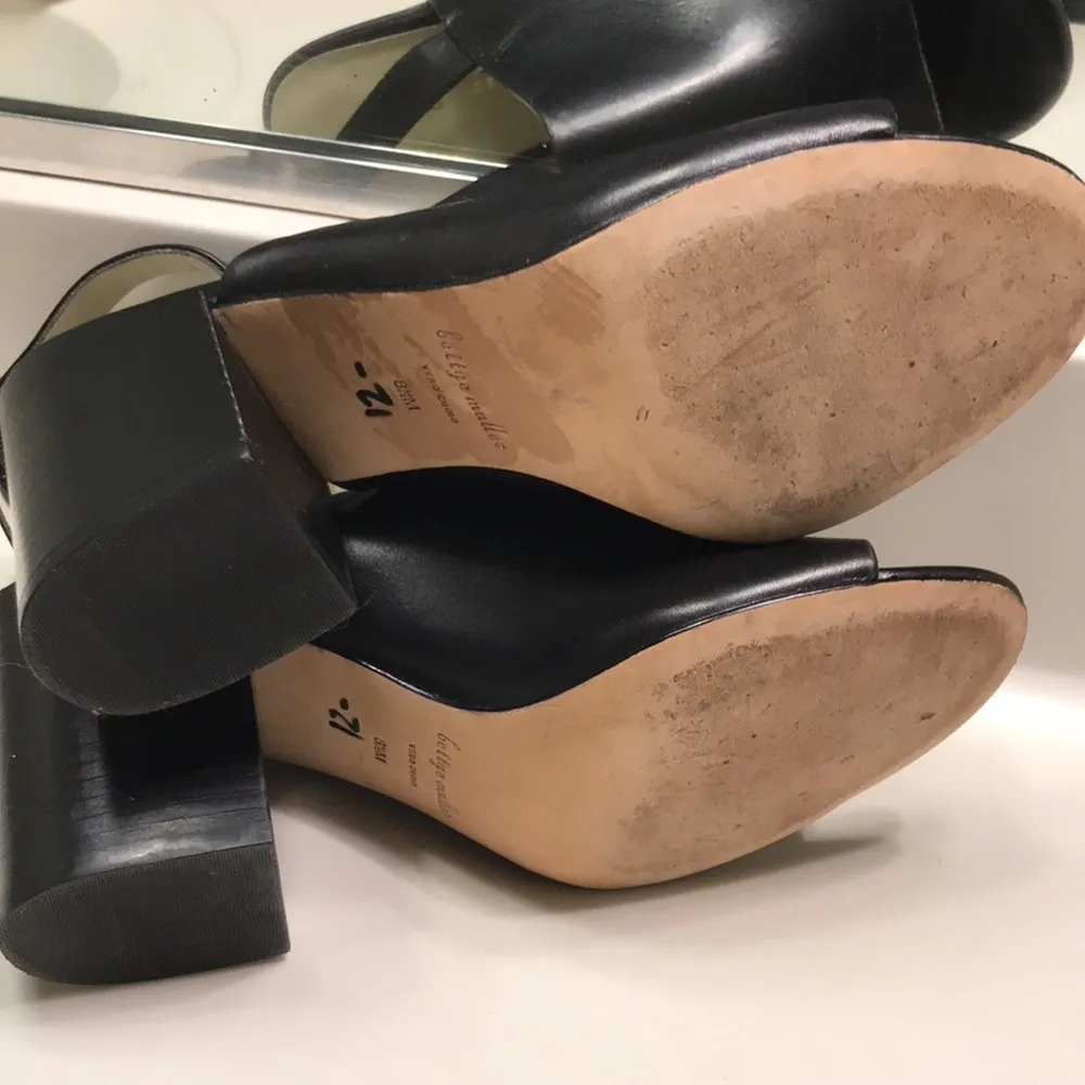 Bettye Muller Women’s Black Leather Upper Open Toe Ankle Strap Block Heel - Image 10