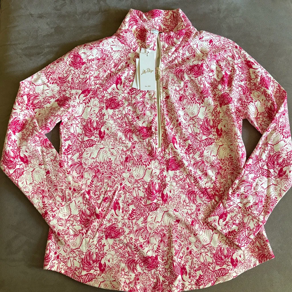 NWT Lilly Pulitzer UPF 50 Skipper Popover Raspberry Rouge Animal Magnetism - Image 2