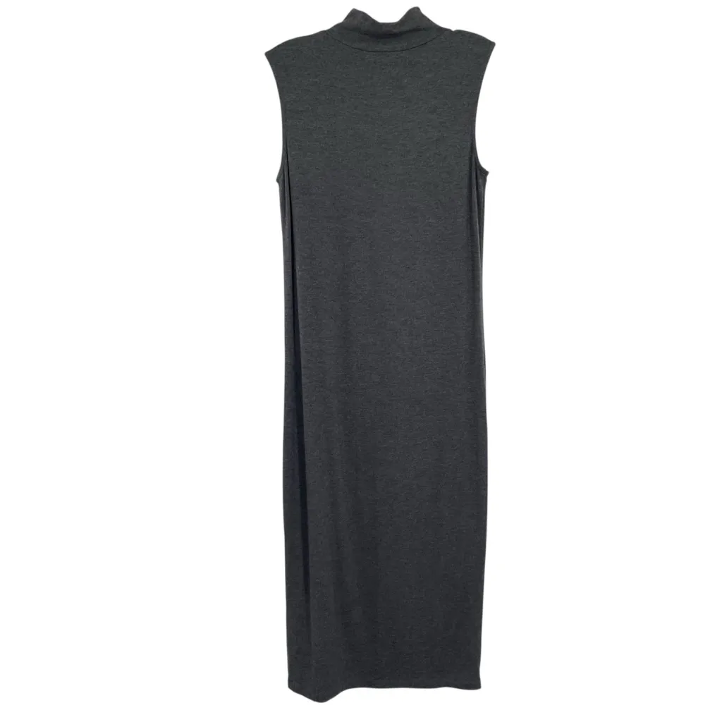 Cynthia Roley Gray Mock Neck Sleeveless Jersey Shirt Dress - Image 4