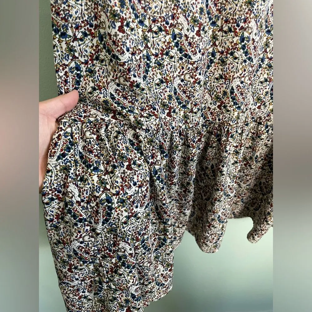 Ro&De Anthropologie Boho Paisley Floral Print Dress Drop Waist Ruffle Sz M - Image 4