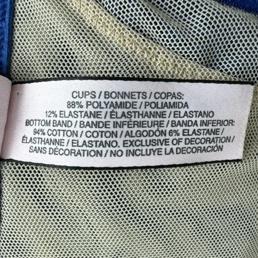 Victoria’s Secret Floral Lace Strappy Bralette Large Blue Nude Crossback Sexy - Image 8