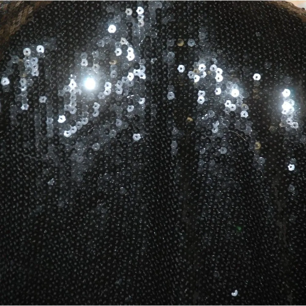 BKE Boutique Black Cropped Jacket Size M Full Zip All Over Sequin 3/4 Sleeve - Image 6