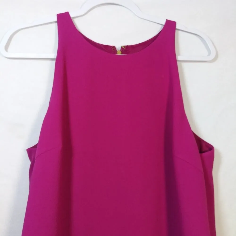 Trina Turk Magenta Alek Sleeveless Cutout Hem 60’s Mod Shift Dress Size M - Image 4