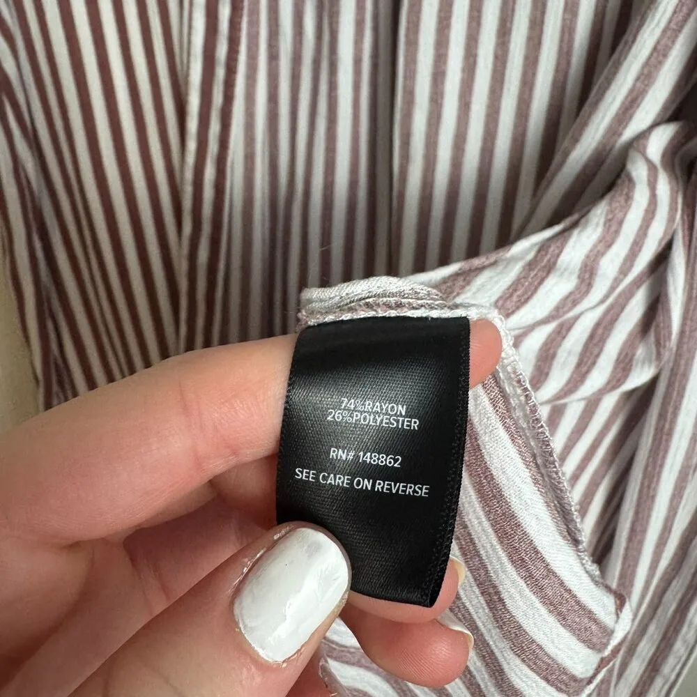 Torrid mauve stripe open front shirt kimono 3/4 sleeve size medium/large A34 - Image 3